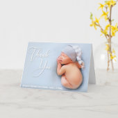 Carte Élégant script manuscrit | Merci photo (Fleur jaune)