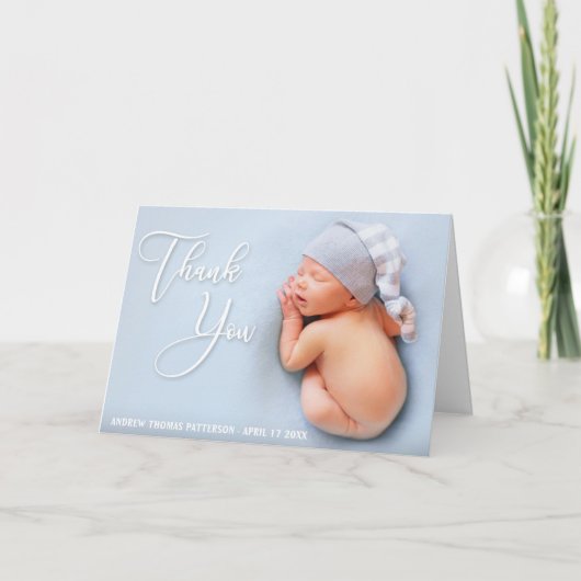 Carte Élégant script manuscrit | Merci photo (Devant)