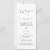 Carte Élégant Script minimal Noir White Wedding Programm (Devant)