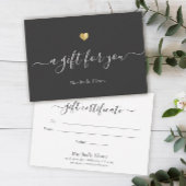 Carte Élégant Script moderne Gold Heart Certificat cadea