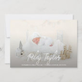 Carte Élégant Script Photo Collage Annonces de naissance (Devant)