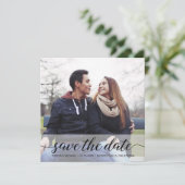 Carte Elegant Script Photo QR code site mariage (Debout devant)