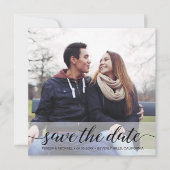 Carte Elegant Script Photo QR code site mariage (Devant)
