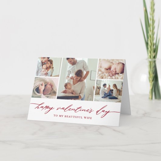 Carte Élégant Script Saint Valentin Photo Collage (Devant)
