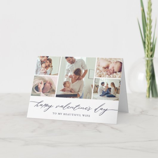 Carte Élégant Script Saint Valentin Photo Collage (Devant)