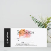 Carte Élégant Script Salon Certificat cadeau personnalis (Debout devant)