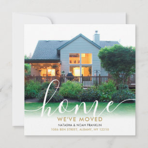 Carte Élégant Script Script Nouveau Home Photo Faire-par