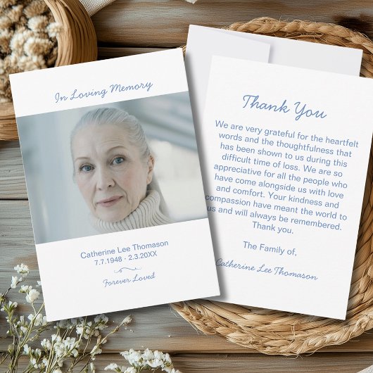 Carte Elegant Script Simple Funeral Photo Thank You Card