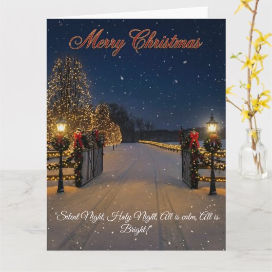 Carte Elegant Serene winter scene adorned with lights (Fleur jaune)