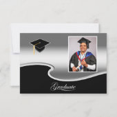 Carte Elegant Silver and Black Grad Party enclosure (Devant)