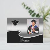 Carte Elegant Silver and Black Grad Party enclosure (Debout devant)