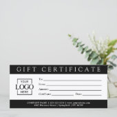 Carte Elegant Simple Custom Business Gift Certificate  (Debout devant)