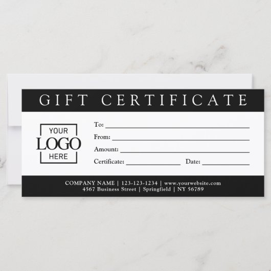 Carte Elegant Simple Custom Business Gift Certificate  (Devant)
