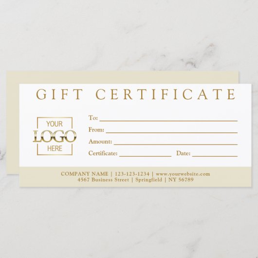 Carte Elegant Simple Custom Business Gift Certificate (Devant / Derrière)