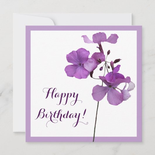 Carte Elégant simple Joyeux Anniversaire joli violet fle (Devant)