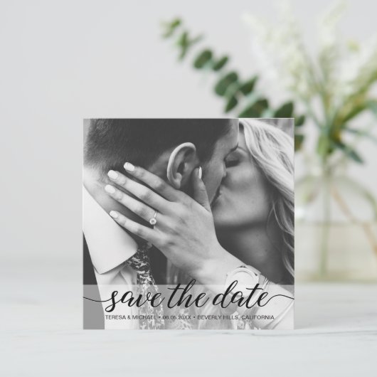 Carte Élégant Simple Photo Save the Date Mariage (Debout devant)