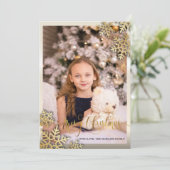 Carte Élégant Snowflakes Gold Photo Joyeux Noël (Debout devant)