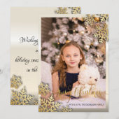 Carte Élégant Snowflakes Gold Photo Joyeux Noël (Devant / Derrière)