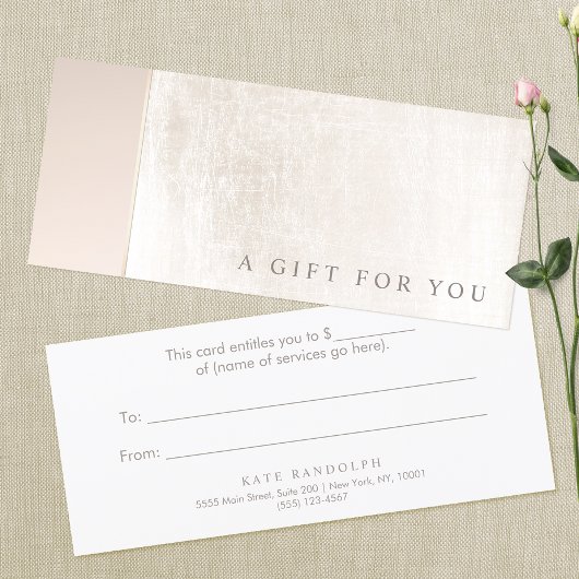 Carte Élégant Spa de jour Pink Marble Salon Certificat c