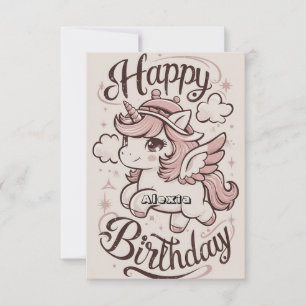 Carte Elégant Stars Unicorn Anniversaire