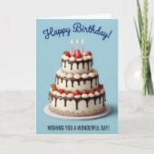 Carte Elegant Strawberry Drip Cake – Happy Birthday Card (Devant)