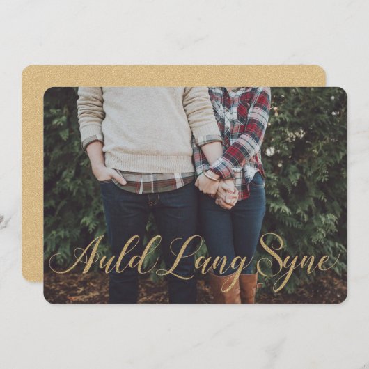 Carte Élégant Style Parties scintillant Or Auld Lang Syn (Devant / Derrière)