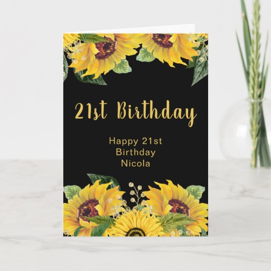 Carte Elegant Sunflowers and Foliage Birthday Party (Devant)