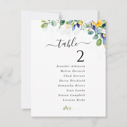 Carte Élégant tableau de siège fleuri jaune blanc (Devant)