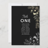 Carte Élégant tableau de sièges Mariage noir (Devant)