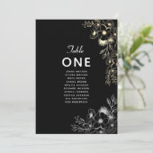 Carte Élégant tableau de sièges Mariage noir (Debout devant)