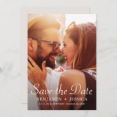 Carte Elégant Taupe Photo Mariage Enregistrer la date (Devant / Derrière)