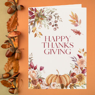 Carte Elégant Thanksgiving Floral