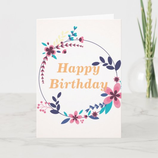 Carte Elégant thème floral Joyeux anniversaire (Devant)