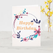 Carte Elégant thème floral Joyeux anniversaire (Fleur jaune)