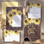 Carte Élégant tournesol rustique, Mariage de automne de 