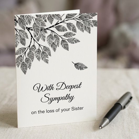Carte Elegant Tree Branch Foliage Deepest Sympathy