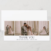 Carte Elégant trois photo Collage Mariage Merci (Devant / Derrière)