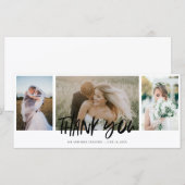 Carte Elégant trois photo Collage Mariage Merci (Devant / Derrière)