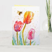 Carte Elegant Tulip and Bee Watercolour Womans Name (Dos)