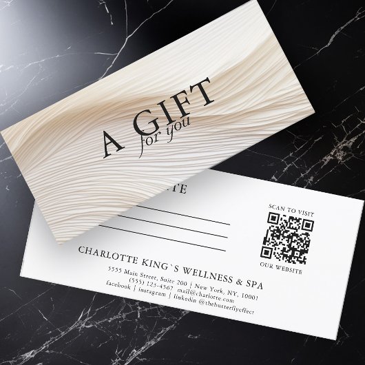 Carte Élégant, Vagues, Salon, Code QR, Certificat cadeau