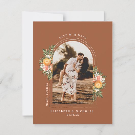 Carte Elégant verger de Citrus | Boho Enregistrer la dat (Devant)