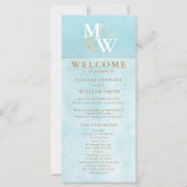 Carte Elégant verre de mer Turquoise Monogramme programm (Devant)