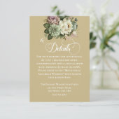 Carte Elégant vert et blanc Floral Détails du Mariage (Debout devant)