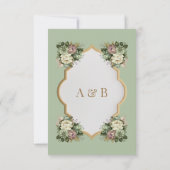 Carte Elégant vert et blanc Floral Détails du Mariage (Dos)