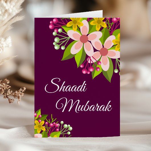 Carte Elegant Vibrant Floral Shaadi Mubarak