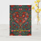 Carte Elegant Victorian Valentines Day heart design (Fleur jaune)