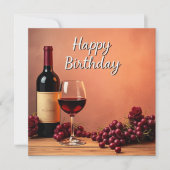 Carte Élégant vignoble Joyeux Anniversaire Vin et raisin (Devant)