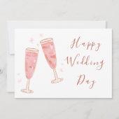 Carte Elégant Vins Lunettes Moderne Chic Joyeux Mariage (Devant)