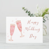 Carte Elégant Vins Lunettes Moderne Chic Joyeux Mariage (Debout devant)