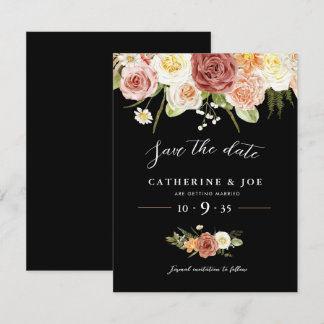 Carte Élégant Vintage Terrain Floral Enregistrer La Date